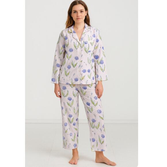 The Company Store SZ L Floral Printed Pima Cotton Button-Down Pajama Set NWT - Picture 1 of 8